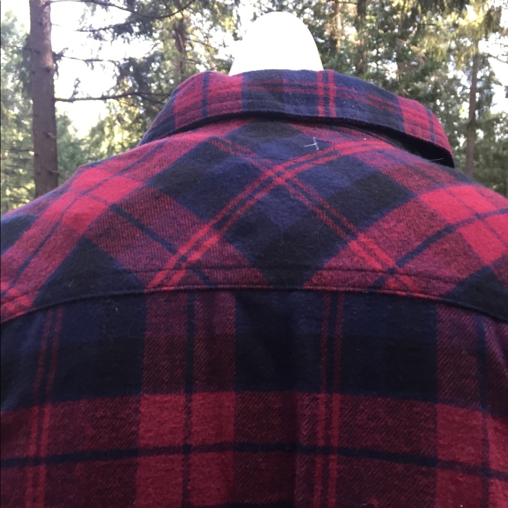 Kyoto klothing  burgundy plaid button down oversized flannel top pockets - Picture 11 of 14